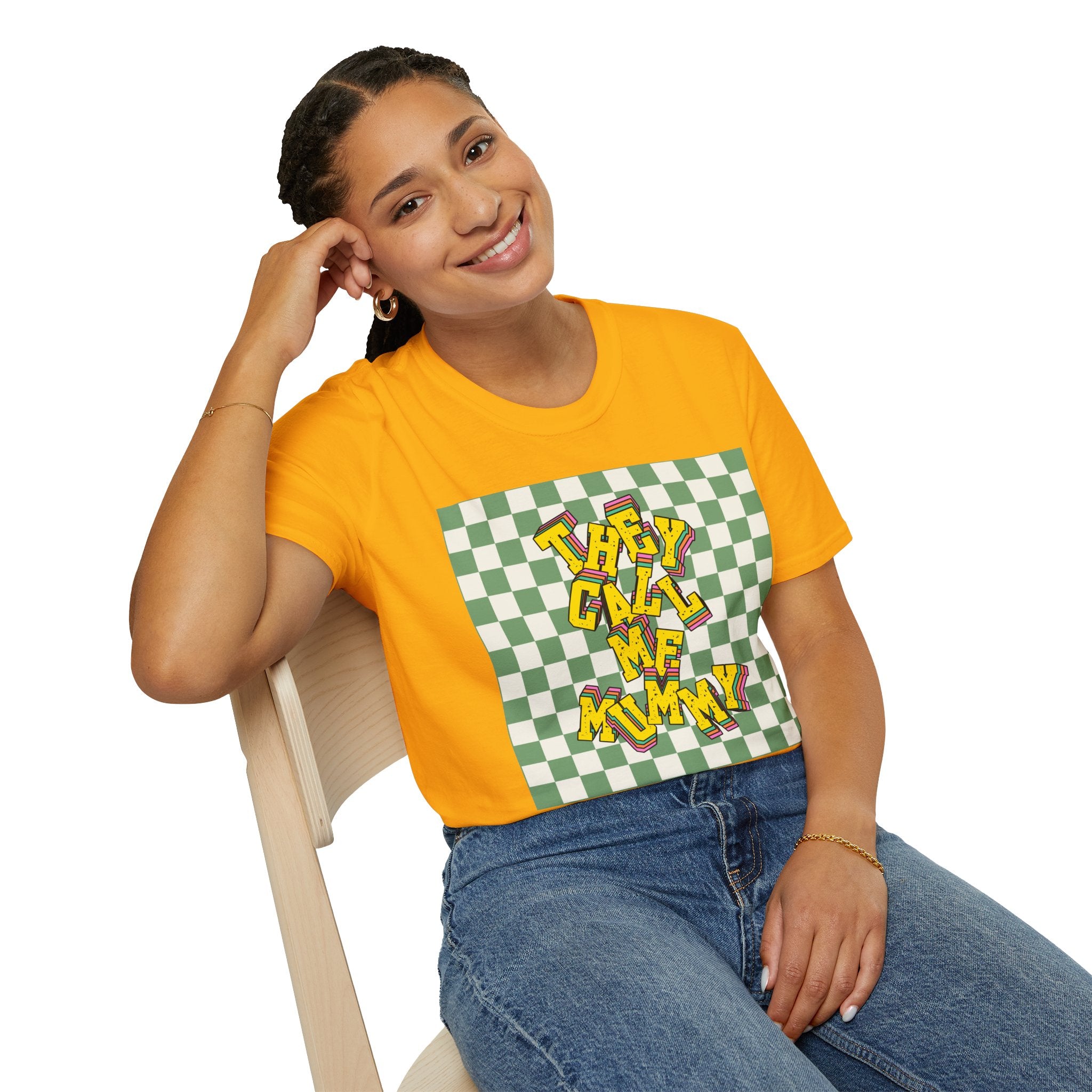 They Call Me Mummy 90s Checkered Mother's Day T-Shirt