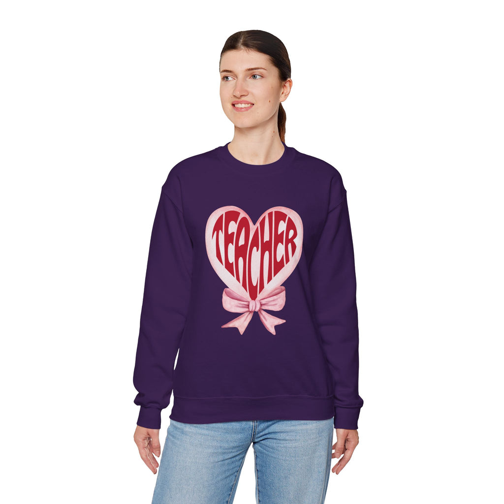 Teacher Ribbon Heart Appreciation Crewneck Sweatshirt