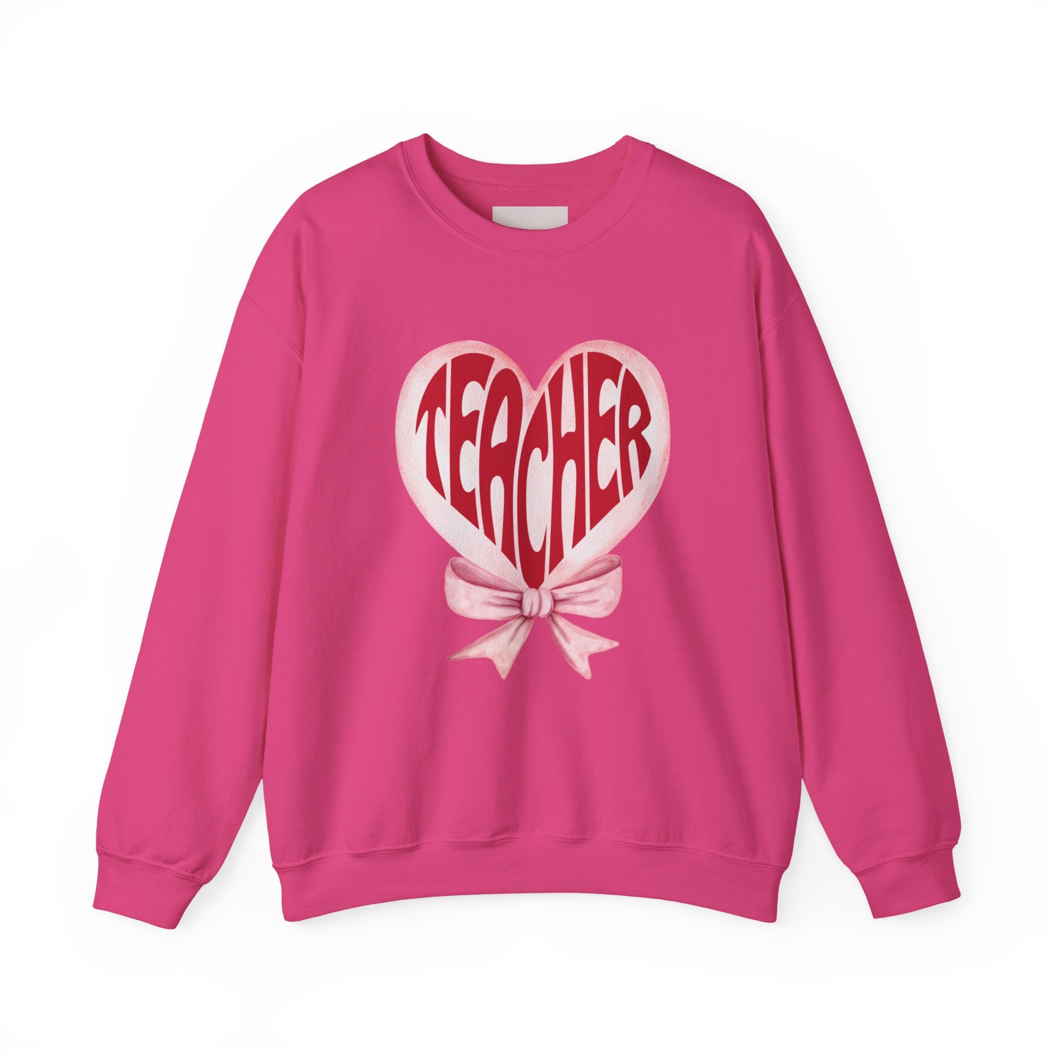 Teacher Ribbon Heart Appreciation Crewneck Sweatshirt