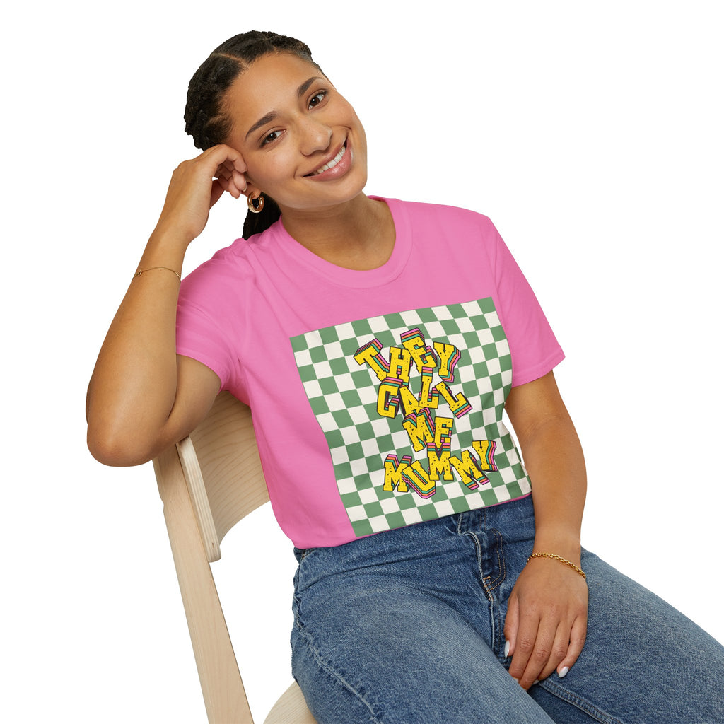 They Call Me Mummy 90s Checkered Mother's Day T-Shirt