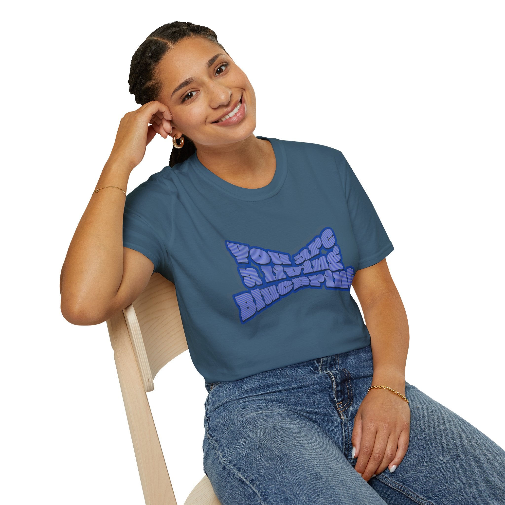 You Are A Living Blueprint Retro Bubble Text T‑Shirt — Motivational Mother's Day Gift Graphic Tee