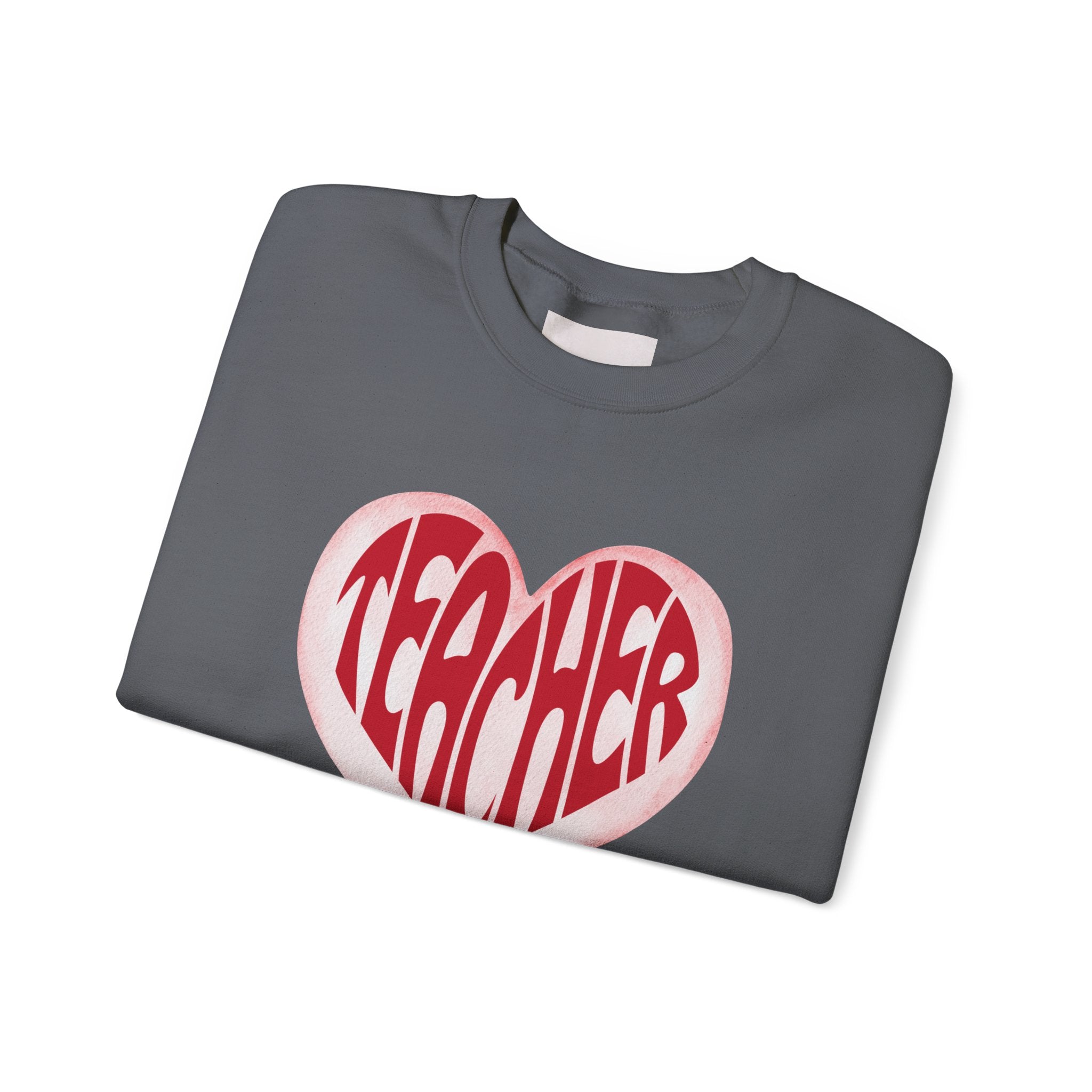 Teacher Ribbon Heart Appreciation Crewneck Sweatshirt