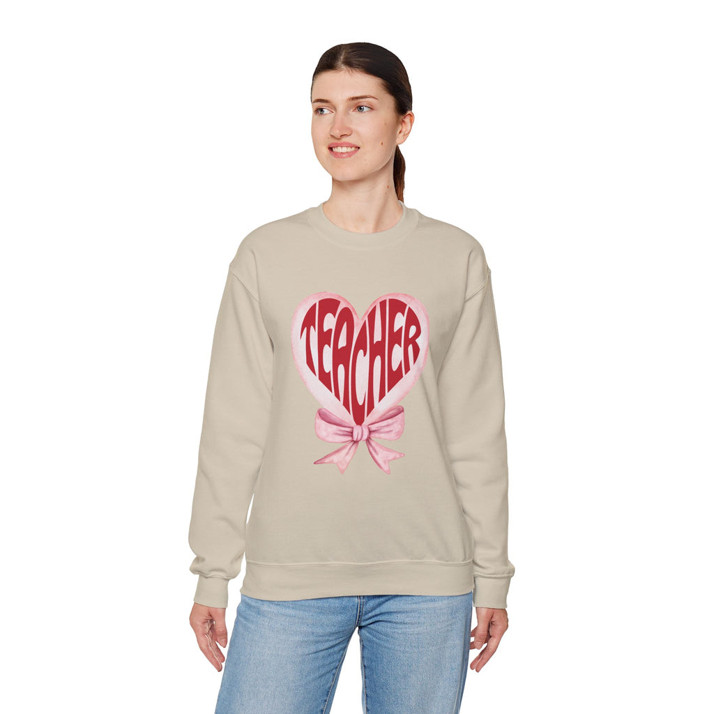 Teacher Ribbon Heart Appreciation Crewneck Sweatshirt