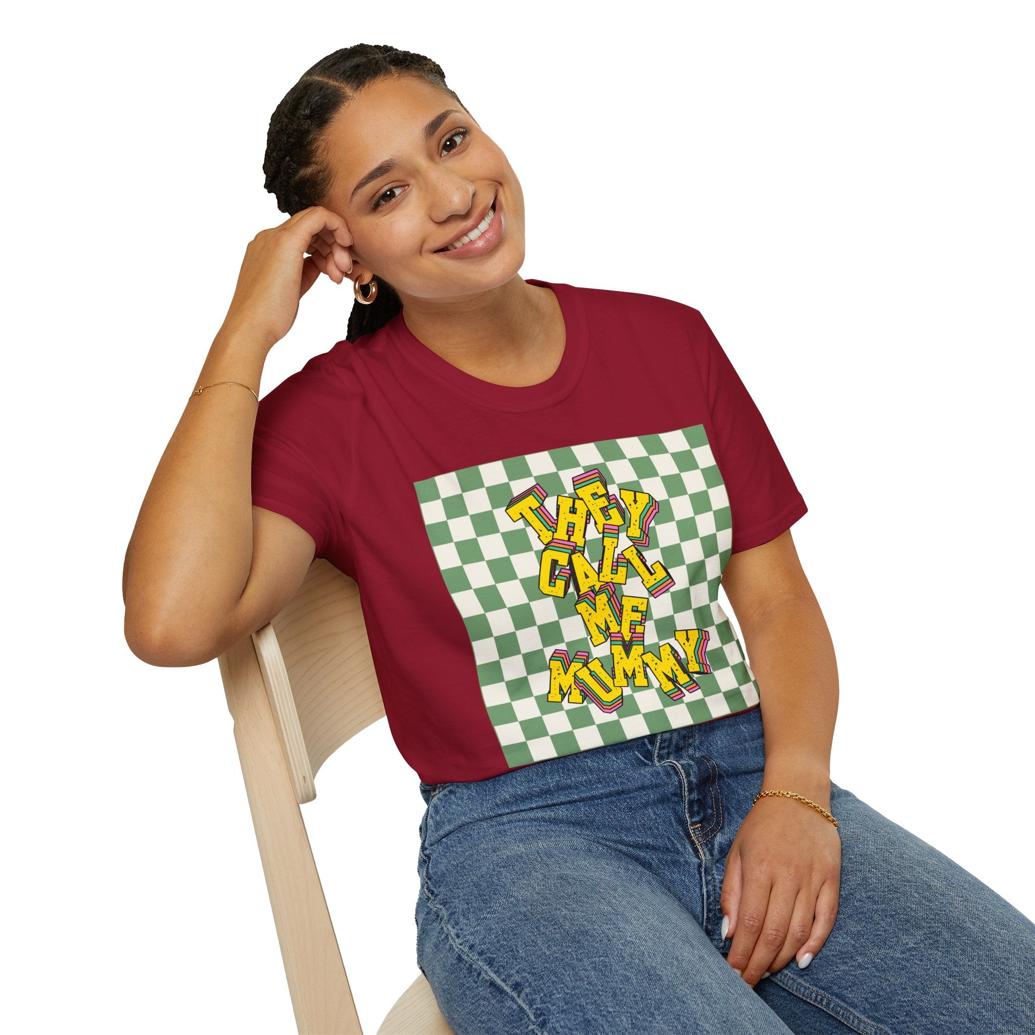 They Call Me Mummy 90s Checkered Mother's Day T-Shirt