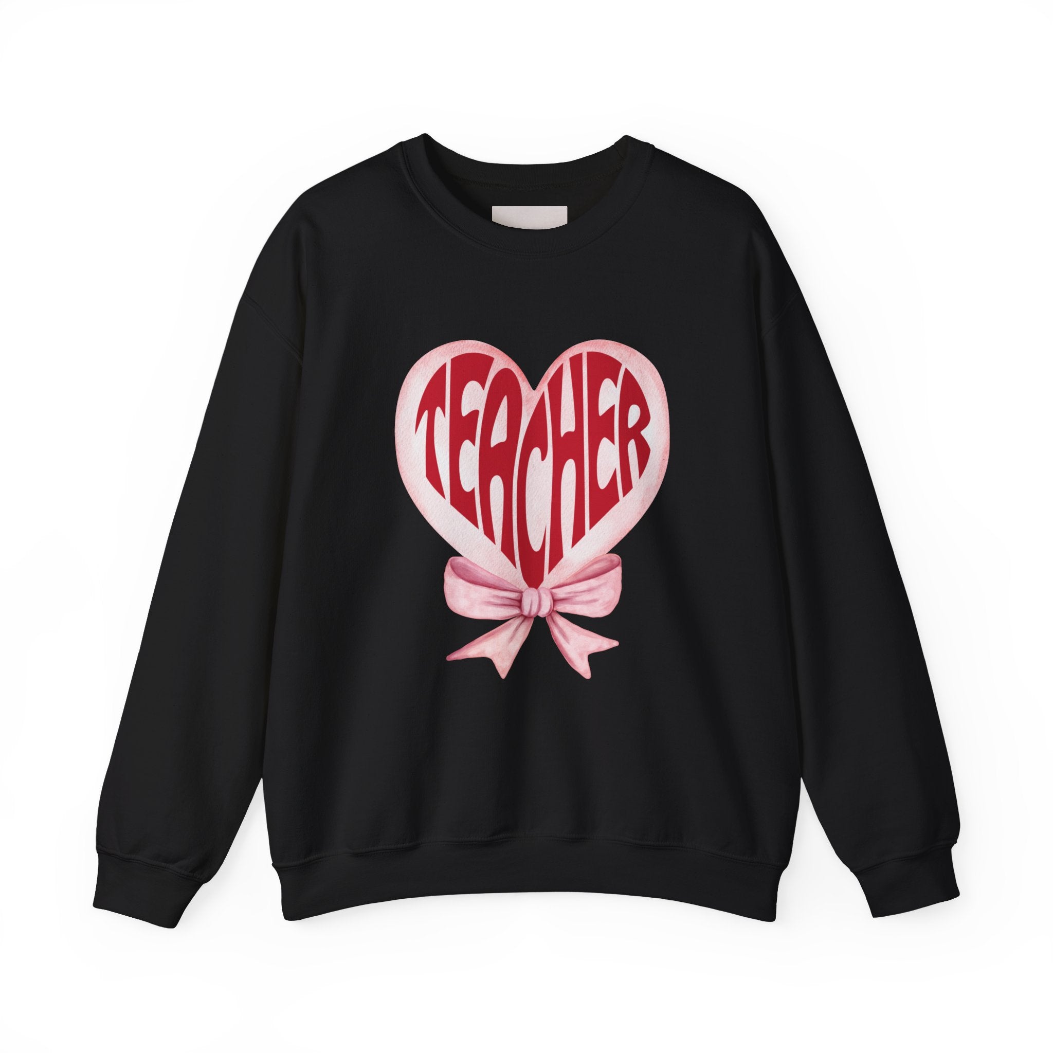 Teacher Ribbon Heart Appreciation Crewneck Sweatshirt