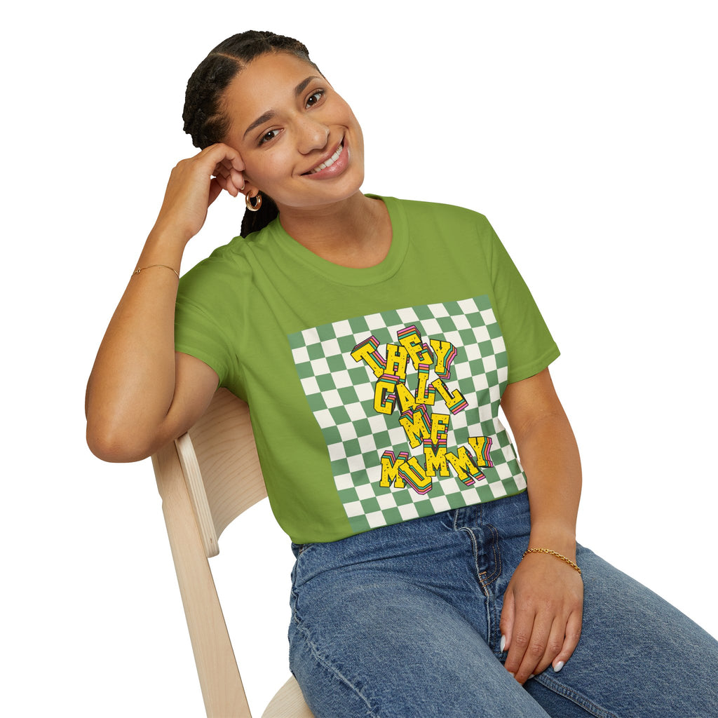 They Call Me Mummy 90s Checkered Mother's Day T-Shirt