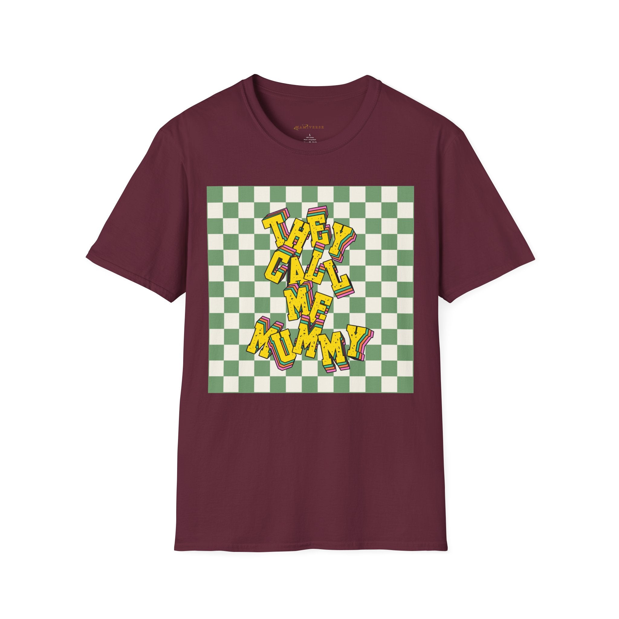 They Call Me Mummy 90s Checkered Mother's Day T-Shirt
