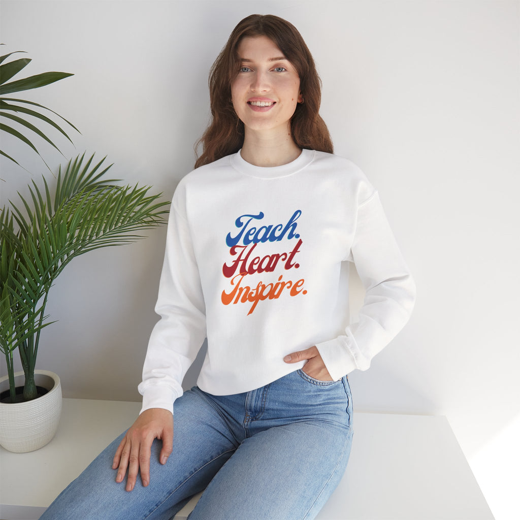 Teacher 'Teach • Heart • Inspire' Crewneck Sweatshirt — Teacher Appreciation Gift