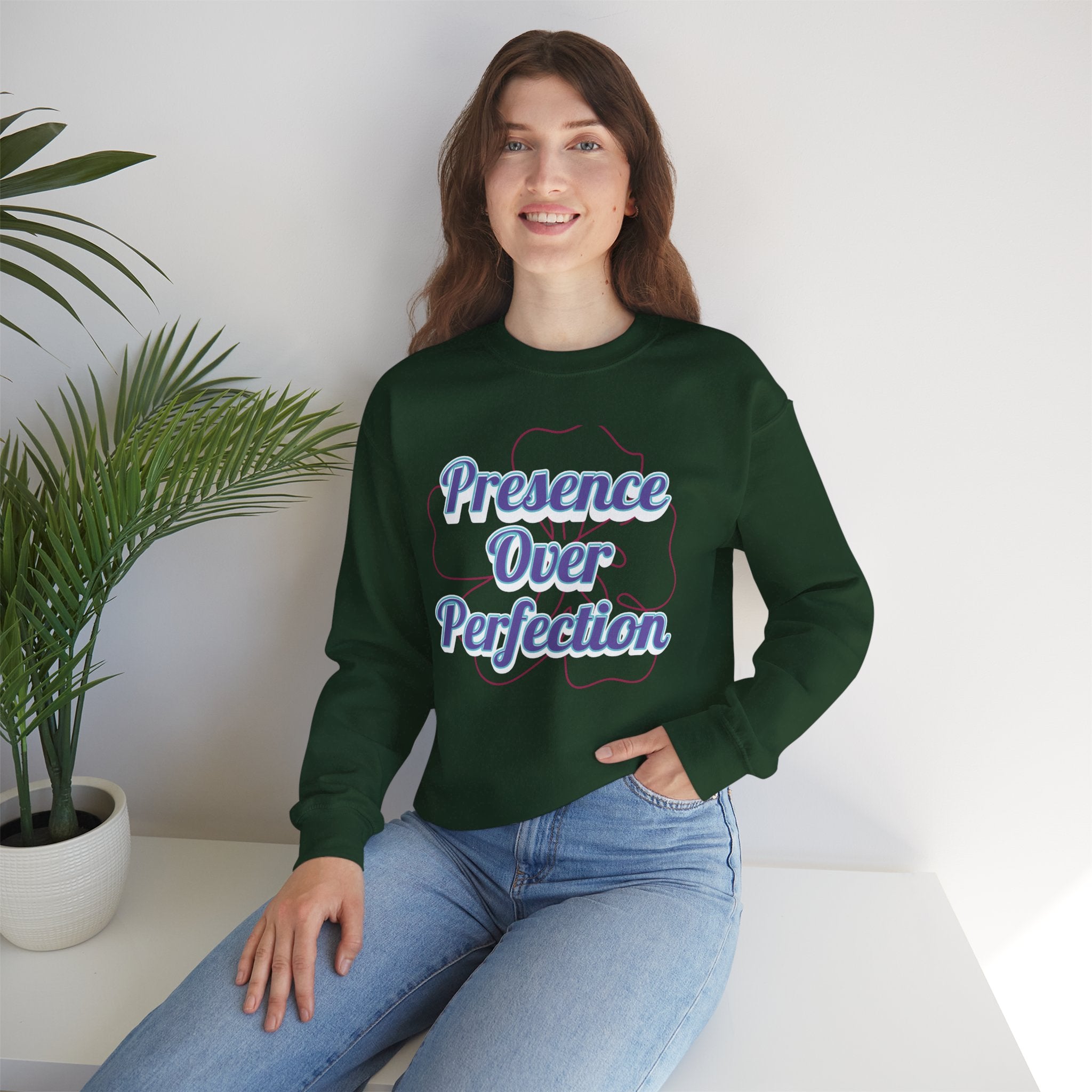 Presence Over Perfection Mother's Day Sweatshirt — Colourful Crewneck