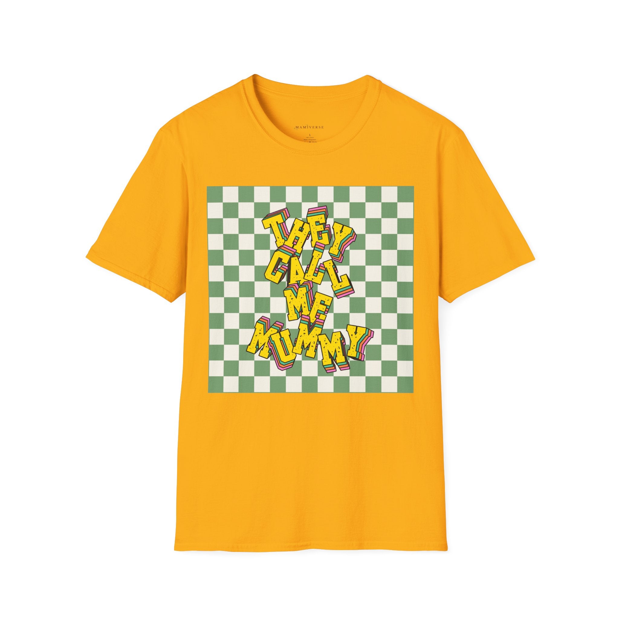 They Call Me Mummy 90s Checkered Mother's Day T-Shirt