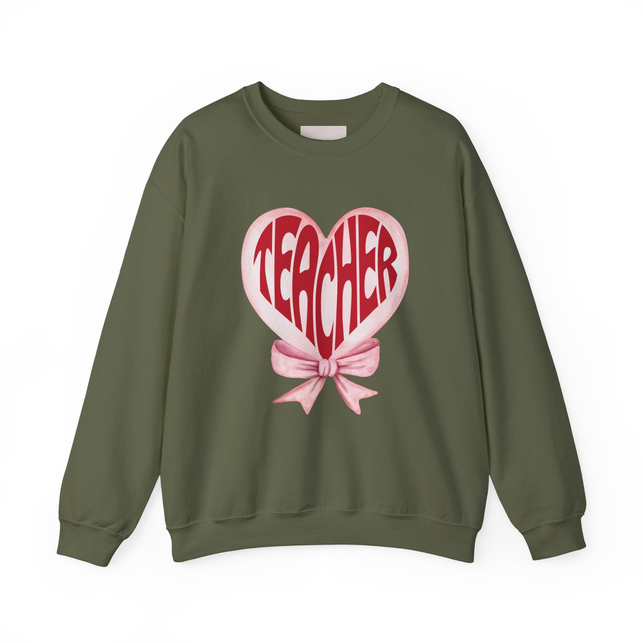 Teacher Ribbon Heart Appreciation Crewneck Sweatshirt